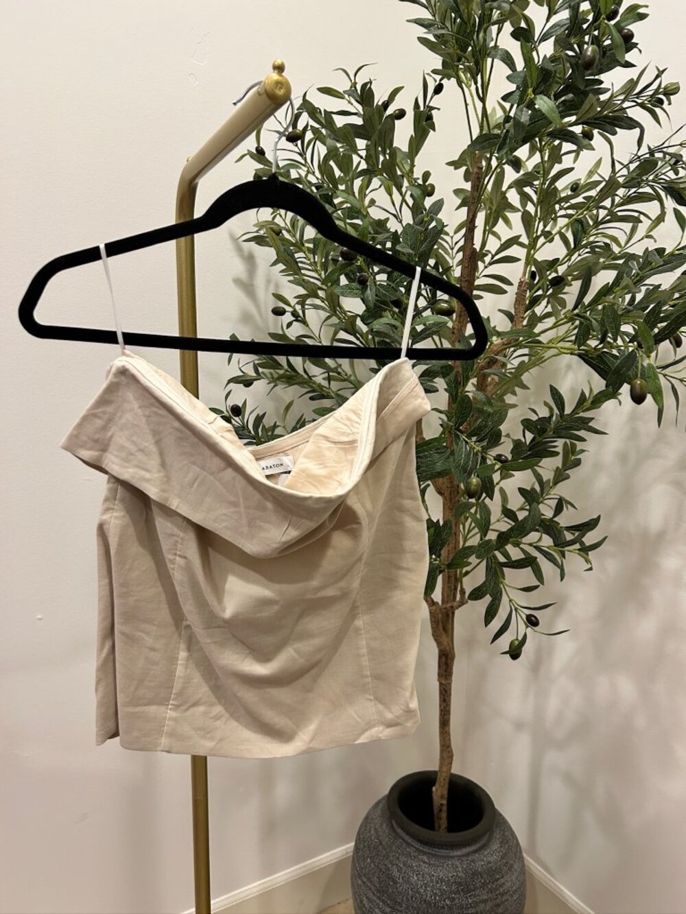 Aritzia Linen Beige Corset Tube Top